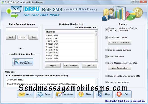 Send SMS from Android Mobile screenshot