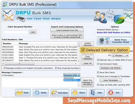 Send Message Mobile SMS software