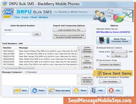 Blackberry Text Messaging Program screenshot