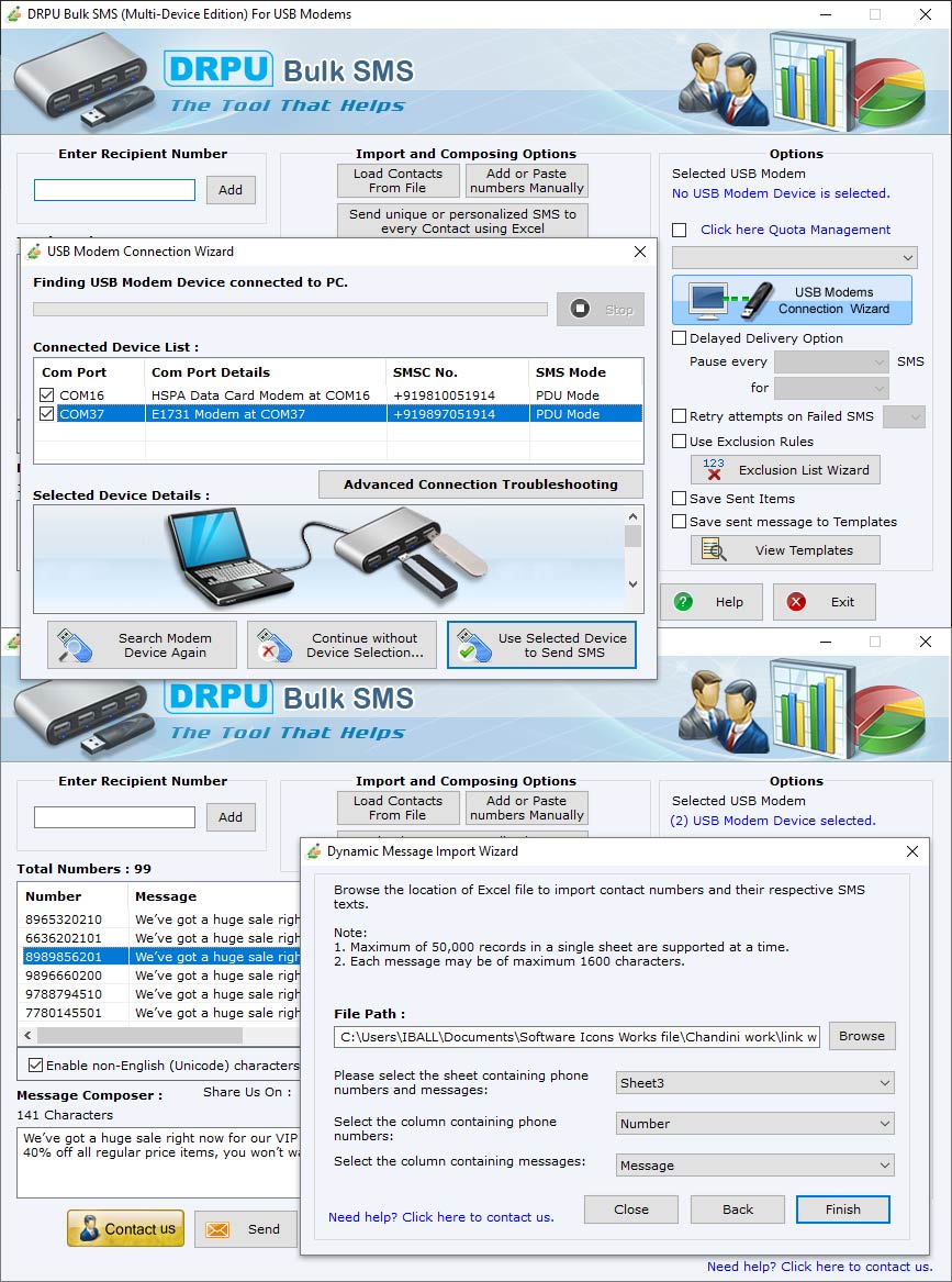 Screenshot of SMS USB Modem 8.2.1.0
