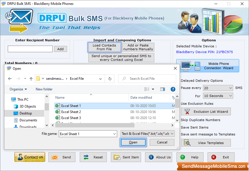 Bulk SMS Software for BlackBerry Mobile Phones