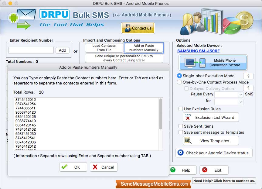 Mac Bulk SMS Software for Android Phones