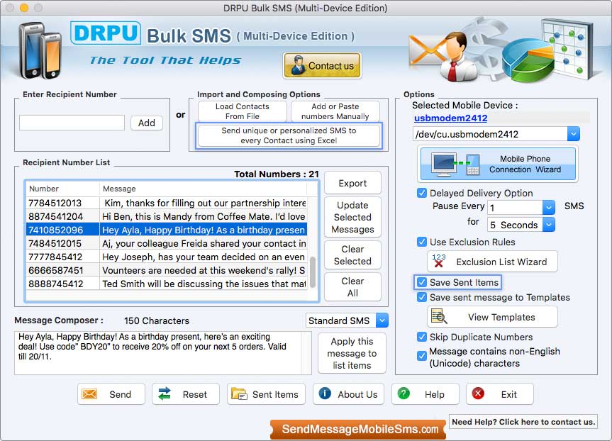 Mac Bulk SMS Software for Multi Device
