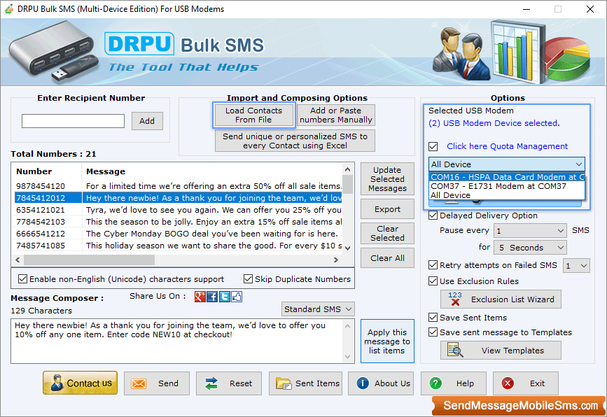 Bulk SMS Software - Multi USB Modem